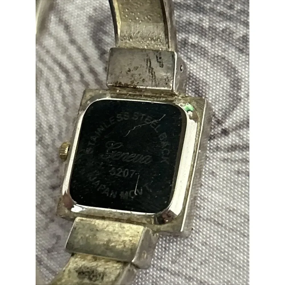 Geneva Silver Tone Women’s Quartz Cuff Watch